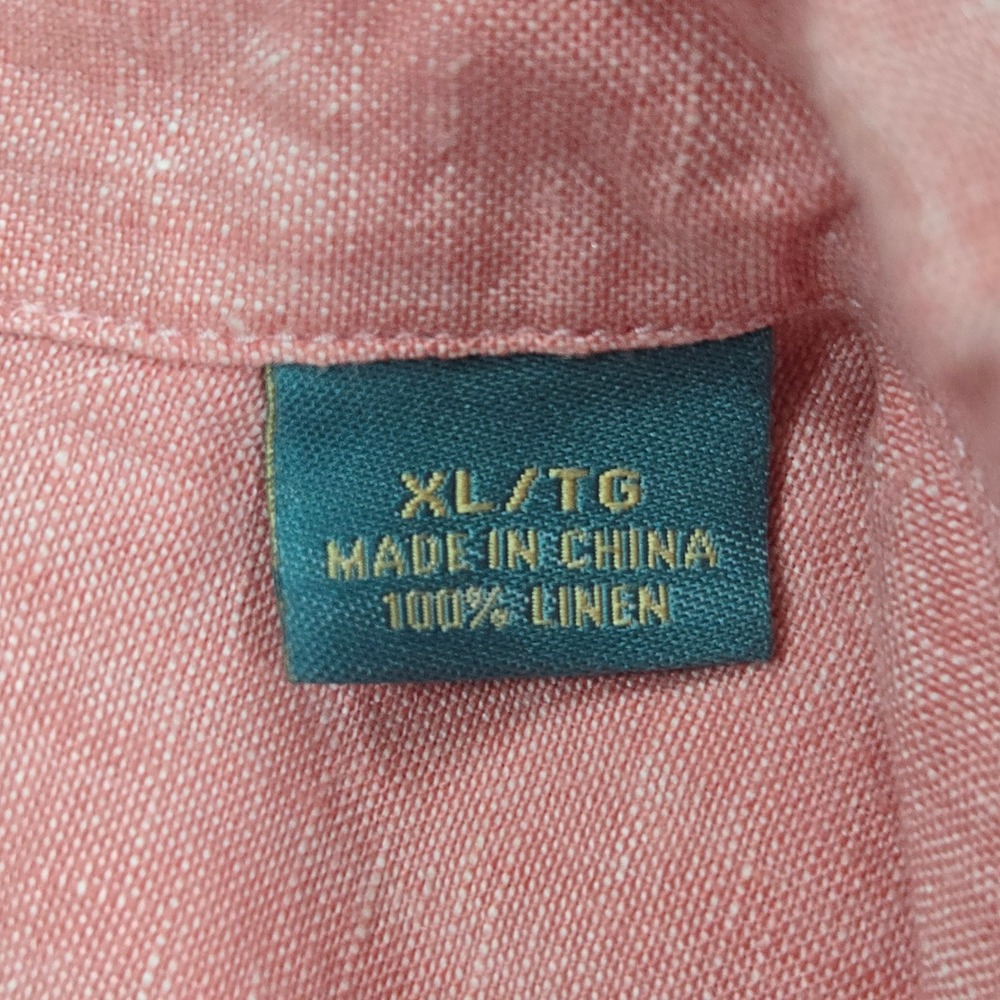 Tommy Bahama Men XL 100% Linen Button Front Shirt Pink Relax Fit Island Casual - Picture 12 of 13
